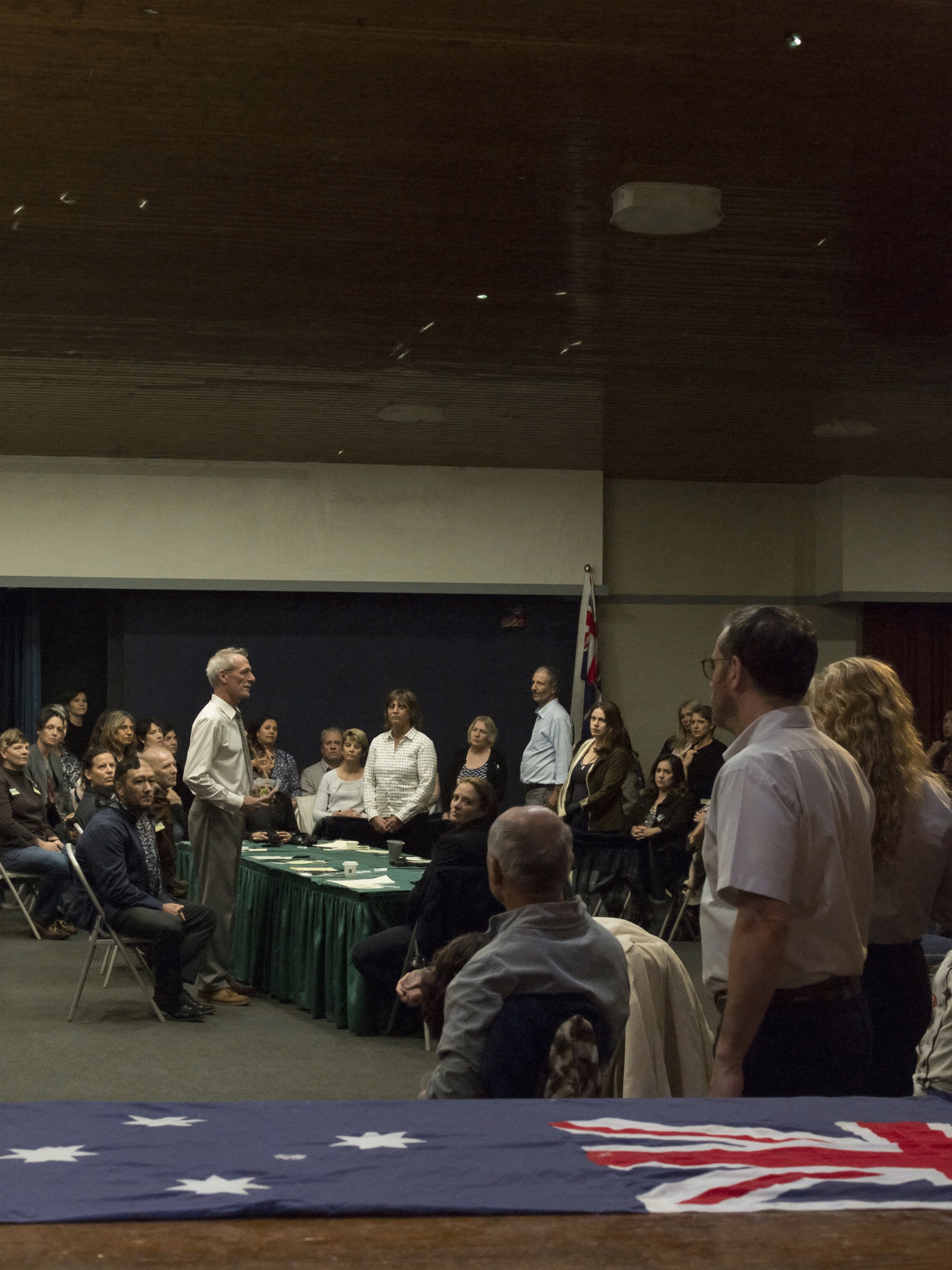 Australians speaking up at a town hall meeting